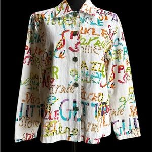 Life Style Shirt Animal Font Whimsical Women’s Med Positive Message Colorful EUC